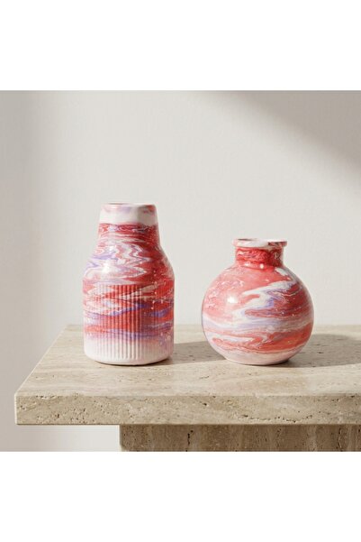 Marble Mini – Mermer Desenli Küçük Vazo Seti 2'li | El Yapımı Modern Dekor