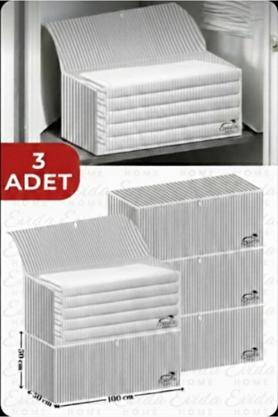 zeyrek tekstil 3 Adet Antrasit Çizgili Geniş Yorgan Hurcu - 100x50x50 cm - Ba...