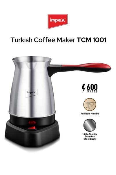 İMPEX ماكينة قهوة تركية TCM1001 بقوة 600 واط، مصنوعة من الفولاذ المقاوم للصدأ...