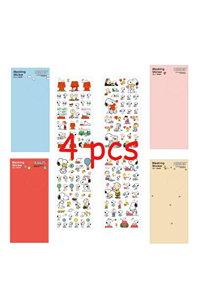 Miniso 4 pcs 4 Pcs High-Aesthetic Snoopy Cartoon Cute-Style Stickers - Hand A...
