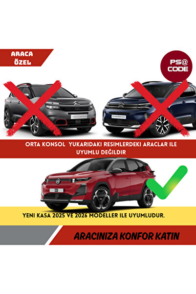 psa code Yeni Kasa Citroen C5 AİRCROSS 2025 ve üzeri Orta Konsol Kolçak, Saklama Kutusu, Kolçak Düzenleyici