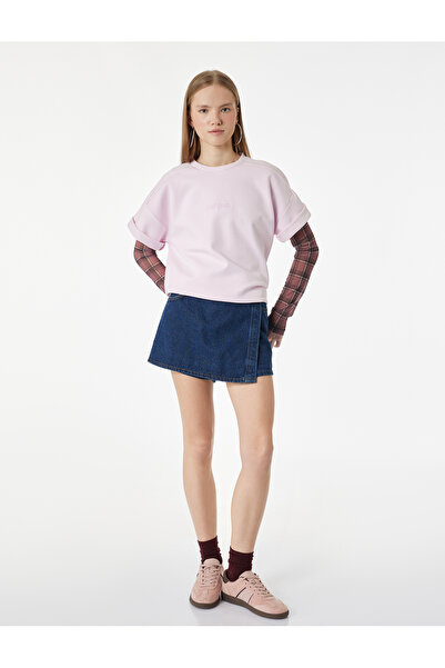 Koton Κοντομάνικο μπλουζάκι με κέντημα με λαιμόκοψη