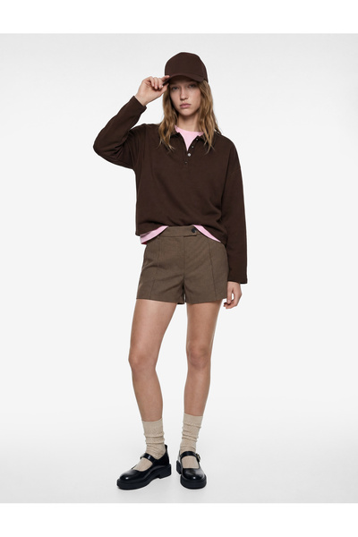 Koton Tricou confortabil cu mânecă lungă, cu nasturi și gât polo