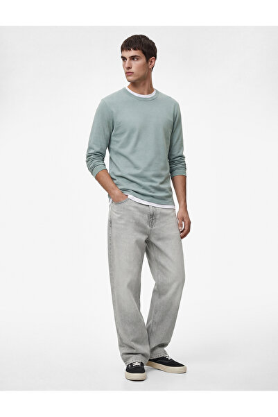 Koton Regular Fit Ribbed Color Contrast Cotton Crew Neck Long Sleeve T-Shirt