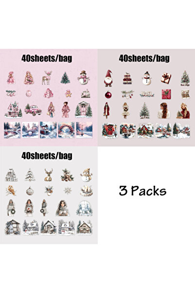 Choice S29285-123 مجموعة ملصقات عيد الميلاد المجيد من مادة PET، 3 عبوات، ملصق...