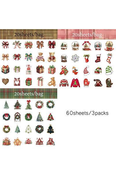Choice S29056-456، 60 قطعة/3 عبوات، ملصقات بتصميم شتوي لعيد الميلاد، مثالية ل...