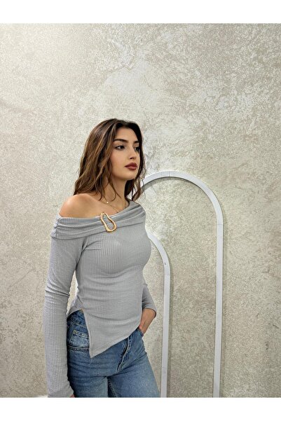 peri tower PRODUS NOU Bluză de damă din țesătură plisată, cu cataramă și umer...