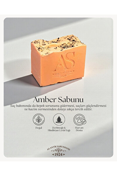 AS ANTİK SABUNHANE 1924 Doğal Amber Sabunu – Zeytinyağı & Shea Butter Ile Cil...