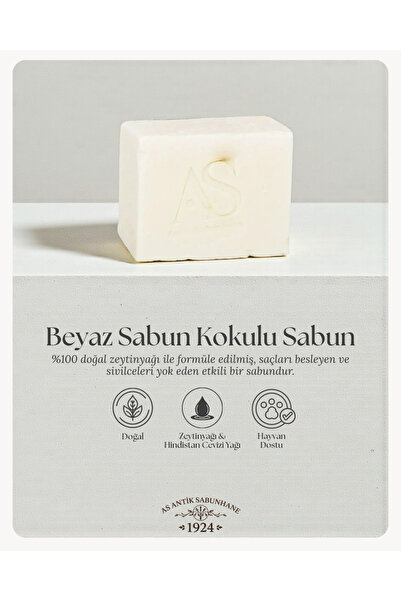 AS ANTİK SABUNHANE 1924 Beyaz Sabun Kokulu(HAMAM KOKULU) Katı Sabun