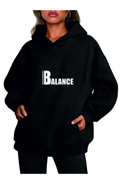 HOFFNUNG unisex Βαμβακερό oversize "BALANCE HOFFNUNG" με στάμπα και κουκούλα,...