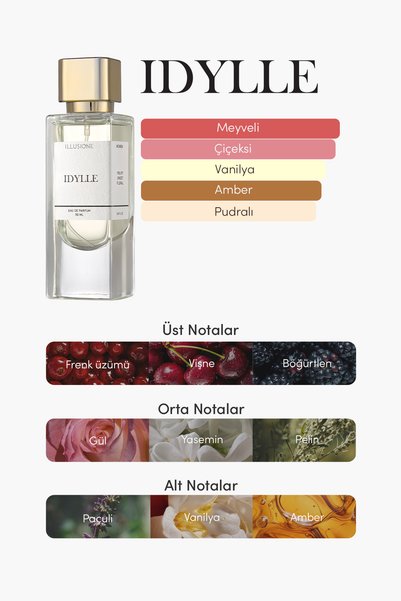 ILLUSIONE Idylle Edp Kadın Parfüm 50ml | Meyveli-Şekerli-Çiçeksi | Vişne, Ahududu, Yasemin, Paçuli