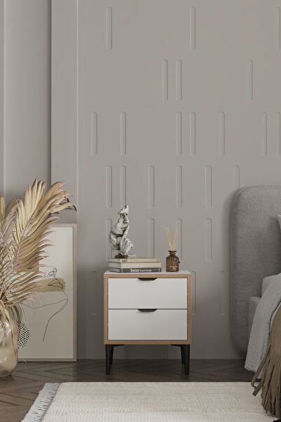 SARMOBİ Arden 2 Çekmeceli Komodin 45x52x40 cm Beyaz – Modern Tasarım