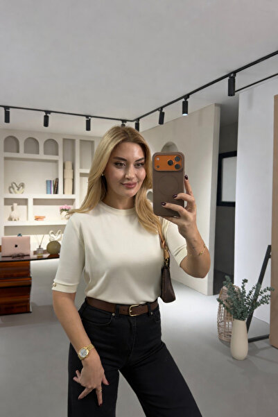 Sezgi Tekin Cuff Detail Ecru Knitwear