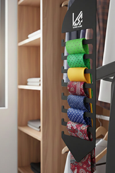 Visby Home Kravat Düzenleyici Askı - Metal Kravat ve Kemne Organizeri -7 Bölm...