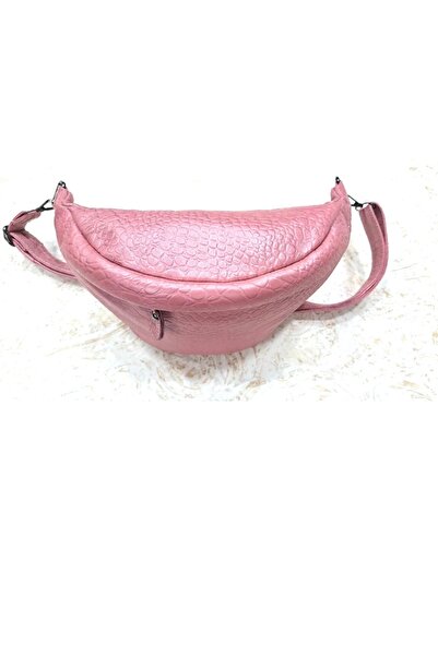 Mocikon Hakiki Deri El Yapımı Pembe Freebag Bel ve Vücut Çantası
