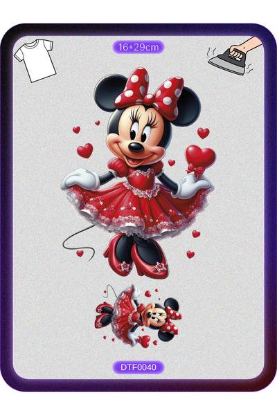 DYENOTE Minnie Mouse Ütü ile Yapışan Tişört Tekstil Transfer Dtf Baskı