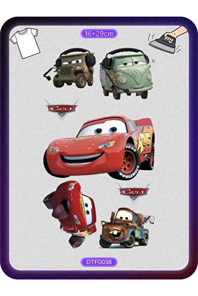 DYENOTE Şimşek McQueen Ütü ile Yapışan Tişört Tekstil Transfer Dtf Baskı