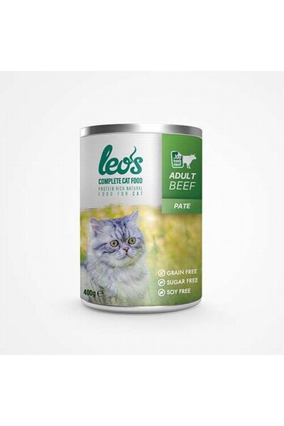 Leos Sığır Etli Pate Yetişkin Kedi Konservesi 12 Adet 400 Gr