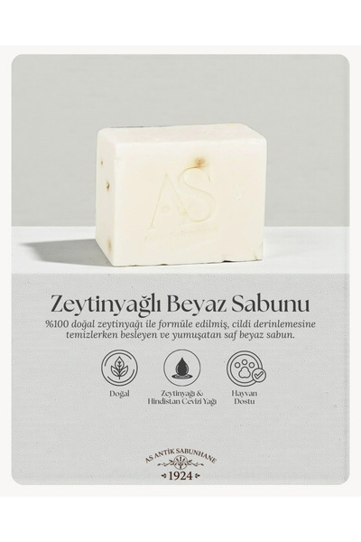 AS ANTİK SABUNHANE 1924 Zeytinyağlı Saf Beyaz Sabun
