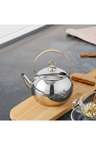 Evren Venüs Küre Gümüş Çelik Bitki Çaydanlığı Küçük Boy 1,2 Lt (İNDÜKSİYONLU ...