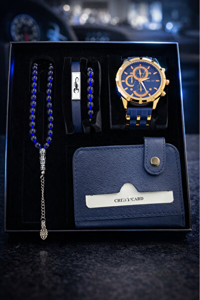 TEKMAKG Erkek Kol Saati Kartlık Bileklik Tesbih Kombini Özel Kutulu Aksesuar ...