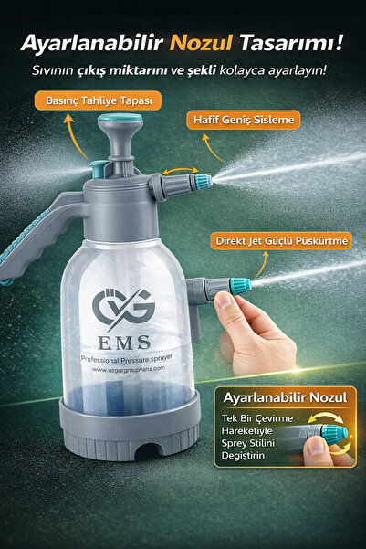 ÖVG EMS Basınçlı Dezenfekte Ilaçlama Pompası Ilaç Püskürtücü 2 Lt Premium