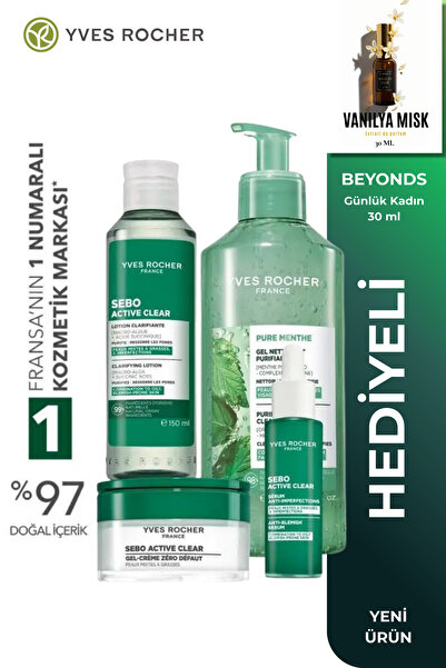 Yves Rocher Karma & Yağlı Cilt Bakım Seti – Gözenek Sıkılaştırıcı, Temizleyic...