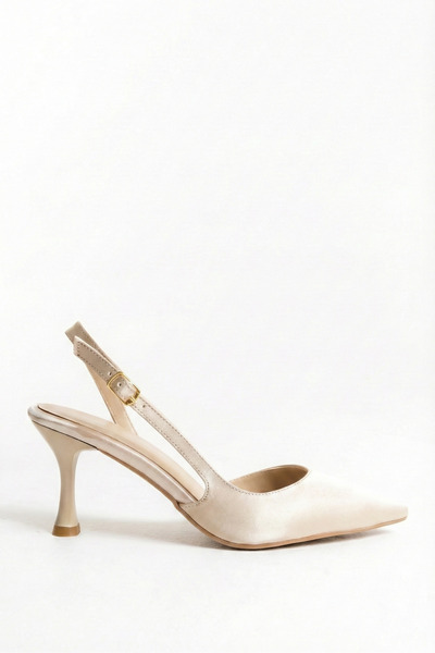 Shoesers Pantofi de damă, bej, din satin, cu design asimetric, cu bretele, cu...