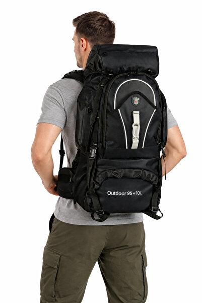 KORDAK Rucsac negru pentru alpinism de 95+10 litri
