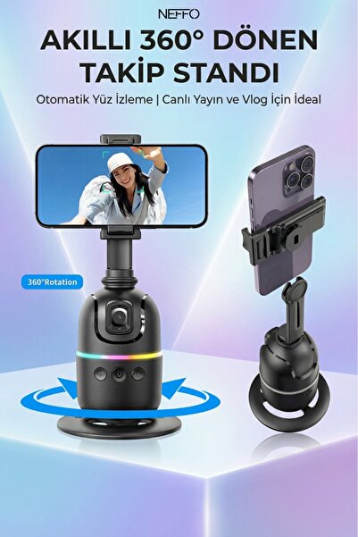 NEFFO Yüz Takibi Yapan 360° Dönen Gimbal Telefon Sabitleyici Selfie ve Video ...