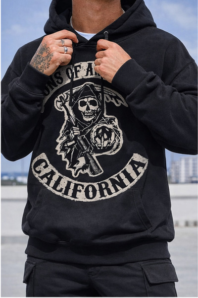 Freak Tshirt Culoare neagră Sons of Anarchy cu imprimeu Unisex cu glugă Swea ...