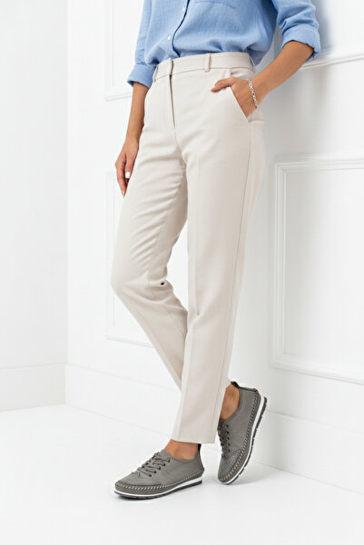 Deripabuc Γυναικείες δερμάτινες μπαλαρίνες από γνήσιο δέρμα γκρι Dp16-0061