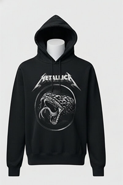 Freak Tshirt Black Color Metallica Snake Printed Unisex Hooded Sweatshirt