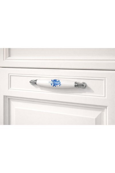 Porcellana Perla (12,8cm)-Porcelain Cover Cabinet Drawer Kitchen Bathroom Furniture Handle Handle Kulb Kulb-Yakut128Mm-Stk3349