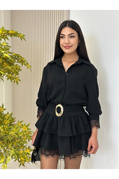 ADAMODA.RO Rochie elegantă scurtă cu volane și dantelă