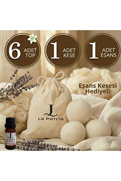 LaPatria 6 Adet Xxxl Yün Çamaşır Kurutma Makinesi Topu (1ADET KESE VE 1 ADET ...