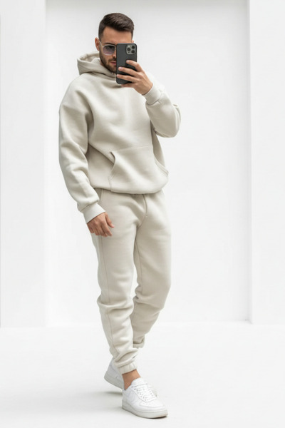 Runades Ανδρικό Σετ Φούτερ με κουκούλα με μαλακή υφή Oversize - Casual