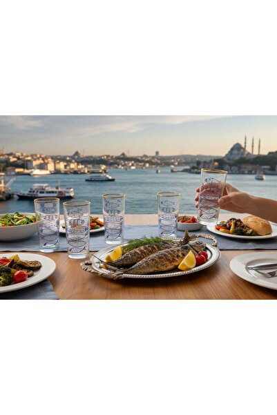 ariana sytle 6 Pieces of Marine Raki Glass Gld