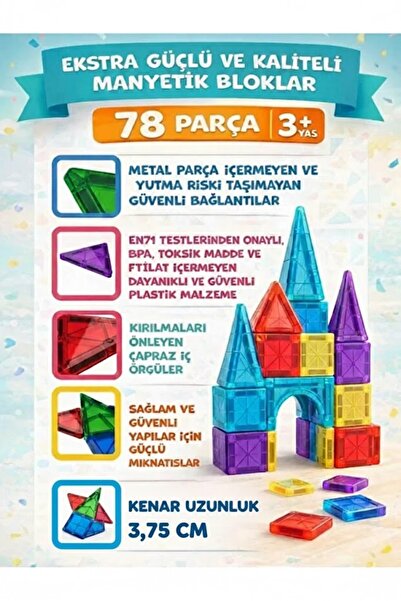 LRS STORE مكعبات بناء مغناطيسية - مجموعة ألعاب مكونة من 78 قطعة مغناطيسية ملو...