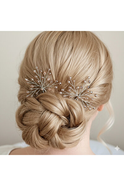 gelinmz Agrafă de păr dublă cu mărgele festonat