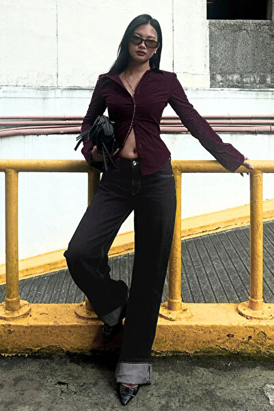 FİOX ATELİER Women's Brown Long Sleeve Fitted Shirt Fio-120