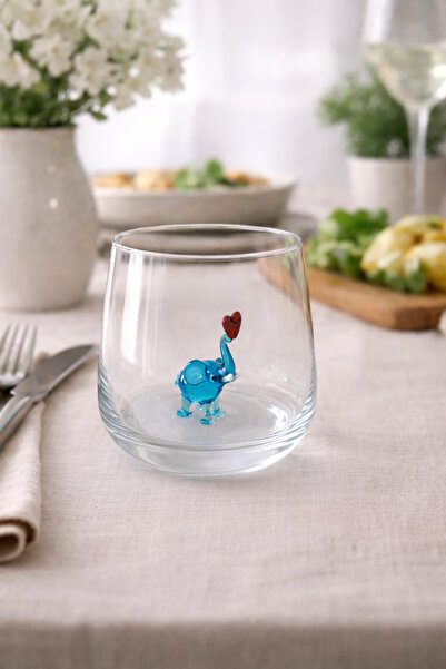ADAMODART كوب ماء فردي على شكل فيل أزرق على شكل قلب