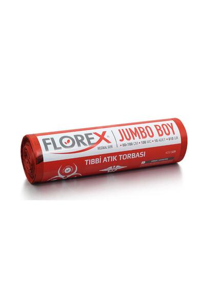 Florex - كيس قمامة طبي جامبو 80×110 مطبوع أحمر 10 ورقات - 1 رول