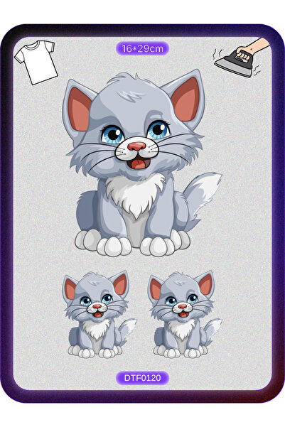 DYENOTE Tatlı Kedicik Cute Kitty Çizgi Kumaş Aplike Yama Ütü Ile Yapışan Tran...