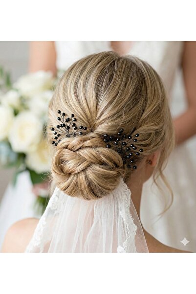 gelinmz Agrafă de păr dublă cu mărgele festonat