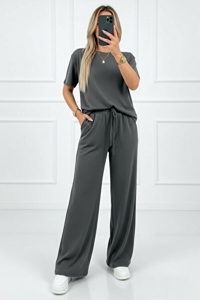 Runades Women's Anthracite Melange Short Sleeve Spanish Leg Suit Summer Set