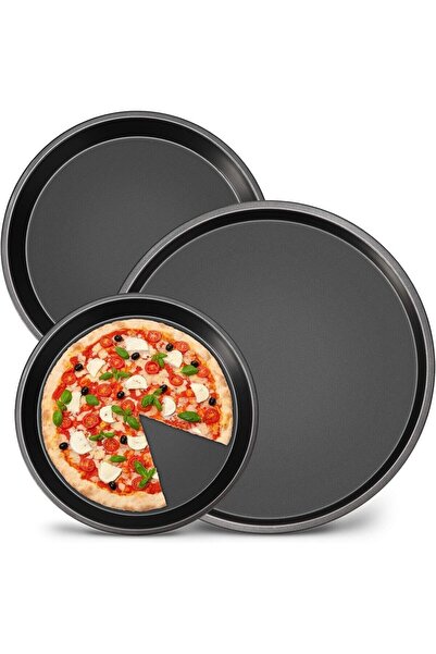 COOK-LAB طقم صينية بيتزا دائرية سوداء مقاس 30-34-36 سم مكونة من 3 قطع