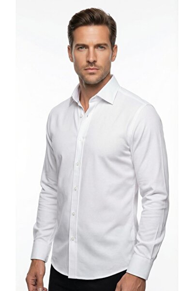 Plus Scorpion Men's White Classic Shirt – Slim Fit , Straight Model, Stylish ...