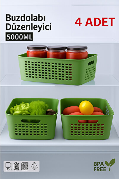 SUPERPUP منظم المطبخ - منظم، درج الثلاجة، 4 سلات تخزين