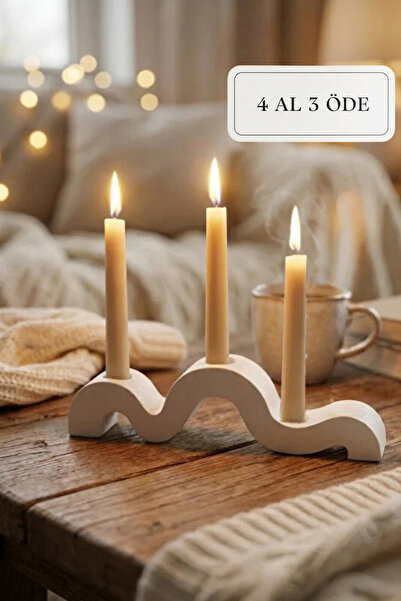 ZURİ DESİGN Dekoratif Dalgalı Tasarım 3 Bölmeli Beton Biblo – Bohem Masa Üstü...